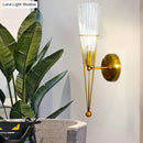 GobekUsa Modern Black/Brass Torch Sconce with Clear Crystal Accent - Elegant 1-Light Wall Lamp