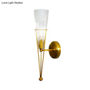 GobekUsa Modern Black/Brass Torch Sconce with Clear Crystal Accent - Elegant 1-Light Wall Lamp