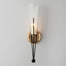 GobekUsa Modern Black/Brass Torch Sconce with Clear Crystal Accent - Elegant 1-Light Wall Lamp