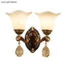 GobekUsa Modern Brass Sconce Light with Crystal Drop - Wall Mounted Indoor Lamp (1/2 Lights)