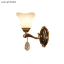 GobekUsa Modern Brass Sconce Light with Crystal Drop - Wall Mounted Indoor Lamp (1/2 Lights)