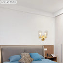 GobekUsa Modern Gold Curved Wall Mount Sconce with Clear Water Glass - 1/2 Lights for Living Room