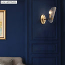 GobekUsa Modern Gold Curved Wall Mount Sconce with Clear Water Glass - 1/2 Lights for Living Room