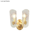 GobekUsa Modern Gold Curved Wall Mount Sconce with Clear Water Glass - 1/2 Lights for Living Room