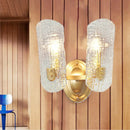GobekUsa Modern Gold Curved Wall Mount Sconce with Clear Water Glass - 1/2 Lights for Living Room