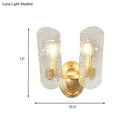 GobekUsa Modern Gold Curved Wall Mount Sconce with Clear Water Glass - 1/2 Lights for Living Room