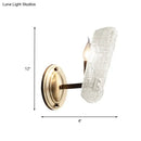 GobekUsa Modern Gold Curved Wall Mount Sconce with Clear Water Glass - 1/2 Lights for Living Room