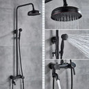 GobekUsa Brass Shower Set with 8" Rainfall Head, Wall Mounted Bathtub Faucet