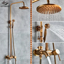 GobekUsa Brass Shower Set with 8" Rainfall Head, Wall Mounted Bathtub Faucet