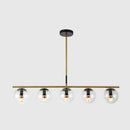 GobekUsa Minimalist Glass Globe Island Chandelier with Brass Pendant - 4/5 Lights in White, Smoke Grey, or Clear