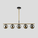 GobekUsa Minimalist Glass Globe Island Chandelier with Brass Pendant - 4/5 Lights in White, Smoke Grey, or Clear