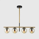 GobekUsa Minimalist Glass Globe Island Chandelier with Brass Pendant - 4/5 Lights in White, Smoke Grey, or Clear