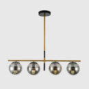 GobekUsa Minimalist Glass Globe Island Chandelier with Brass Pendant - 4/5 Lights in White, Smoke Grey, or Clear