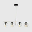 GobekUsa Minimalist Glass Globe Island Chandelier with Brass Pendant - 4/5 Lights in White, Smoke Grey, or Clear