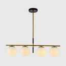 GobekUsa Minimalist Glass Globe Island Chandelier with Brass Pendant - 4/5 Lights in White, Smoke Grey, or Clear
