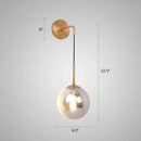 GobekUsa Sleek Silver Glass Ball Wall Hanging Lamp with Brass Mount - Perfect Bedroom Lighting Solution