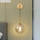 GobekUsa Sleek Silver Glass Ball Wall Hanging Lamp with Brass Mount - Perfect Bedroom Lighting Solution