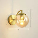 GobekUsa Simple Style Glass Wall Mounted Light with Brass Finish - Spherical Stairway Wall Lighting Fixture (1 Bulb)