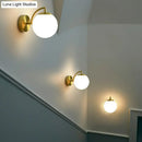 GobekUsa Simple Style Glass Wall Mounted Light with Brass Finish - Spherical Stairway Wall Lighting Fixture (1 Bulb)