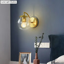 GobekUsa Simple Style Glass Wall Mounted Light with Brass Finish - Spherical Stairway Wall Lighting Fixture (1 Bulb)