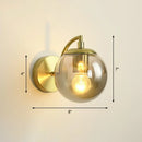 GobekUsa Simple Style Glass Wall Mounted Light with Brass Finish - Spherical Stairway Wall Lighting Fixture (1 Bulb)