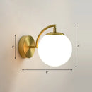 GobekUsa Simple Style Glass Wall Mounted Light with Brass Finish - Spherical Stairway Wall Lighting Fixture (1 Bulb)