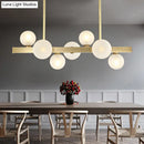 GobekUsa Modern Brass LED Glass Island Pendant Light Fixture - Spherical Design for Ceiling
