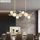GobekUsa Modern Brass LED Glass Island Pendant Light Fixture - Spherical Design for Ceiling