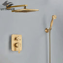 GobekUsa Brass 8" Rainfall Shower Faucet Set Wall Mounted Mixer System for Bath