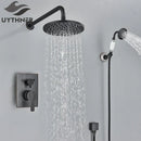 GobekUsa Brass 8" Rainfall Shower Faucet Set Wall Mounted Mixer System for Bath