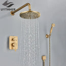 GobekUsa Brass 8" Rainfall Shower Faucet Set Wall Mounted Mixer System for Bath