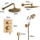 GobekUsa Brass 8" Rainfall Shower Faucet Set Wall Mounted Mixer System for Bath