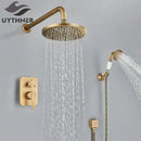 GobekUsa Brass 8" Rainfall Shower Faucet Set Wall Mounted Mixer System for Bath