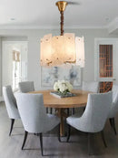 GobekUsa Brass Stone Pendant Light Dimmable E14 Bulb for Dining Room