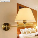 GobekUsa Modern Swing Arm Paper Wall Mount Lamp with Shade - 1 Light White/Beige Sconce for Living Room