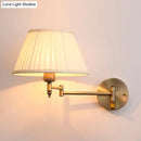 GobekUsa Modern Swing Arm Paper Wall Mount Lamp with Shade - 1 Light White/Beige Sconce for Living Room