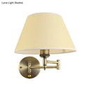 GobekUsa Modern Swing Arm Paper Wall Mount Lamp with Shade - 1 Light White/Beige Sconce for Living Room