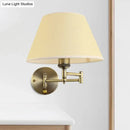 GobekUsa Modern Swing Arm Paper Wall Mount Lamp with Shade - 1 Light White/Beige Sconce for Living Room