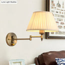 GobekUsa Modern Swing Arm Paper Wall Mount Lamp with Shade - 1 Light White/Beige Sconce for Living Room