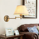 GobekUsa Modern Swing Arm Paper Wall Mount Lamp with Shade - 1 Light White/Beige Sconce for Living Room