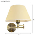 GobekUsa Modern Swing Arm Paper Wall Mount Lamp with Shade - 1 Light White/Beige Sconce for Living Room