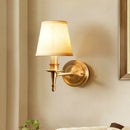 GobekUsa Modern Brass Taper Wall Lamp: Stylish Single-Bulb Fabric Wall Sconce for Corridor