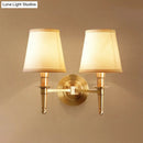 GobekUsa Modern Brass Taper Wall Lamp: Stylish Single-Bulb Fabric Wall Sconce for Corridor