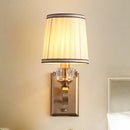 GobekUsa Modern Brass/Black Wall Mount Light with Cone Shade - Contemporary Fabric Sconce