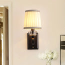 GobekUsa Modern Brass/Black Wall Mount Light with Cone Shade - Contemporary Fabric Sconce