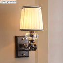 GobekUsa Modern Brass/Black Wall Mount Light with Cone Shade - Contemporary Fabric Sconce