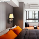 GobekUsa Modern Brass/Black Wall Mount Light with Cone Shade - Contemporary Fabric Sconce