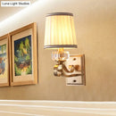 GobekUsa Modern Brass/Black Wall Mount Light with Cone Shade - Contemporary Fabric Sconce