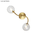 GobekUsa Modern Brass Wall Lamp Sconce with Clear/Tan Glass - Ball Stairway 2-Light LED
