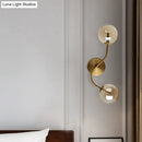 GobekUsa Modern Brass Wall Lamp Sconce with Clear/Tan Glass - Ball Stairway 2-Light LED